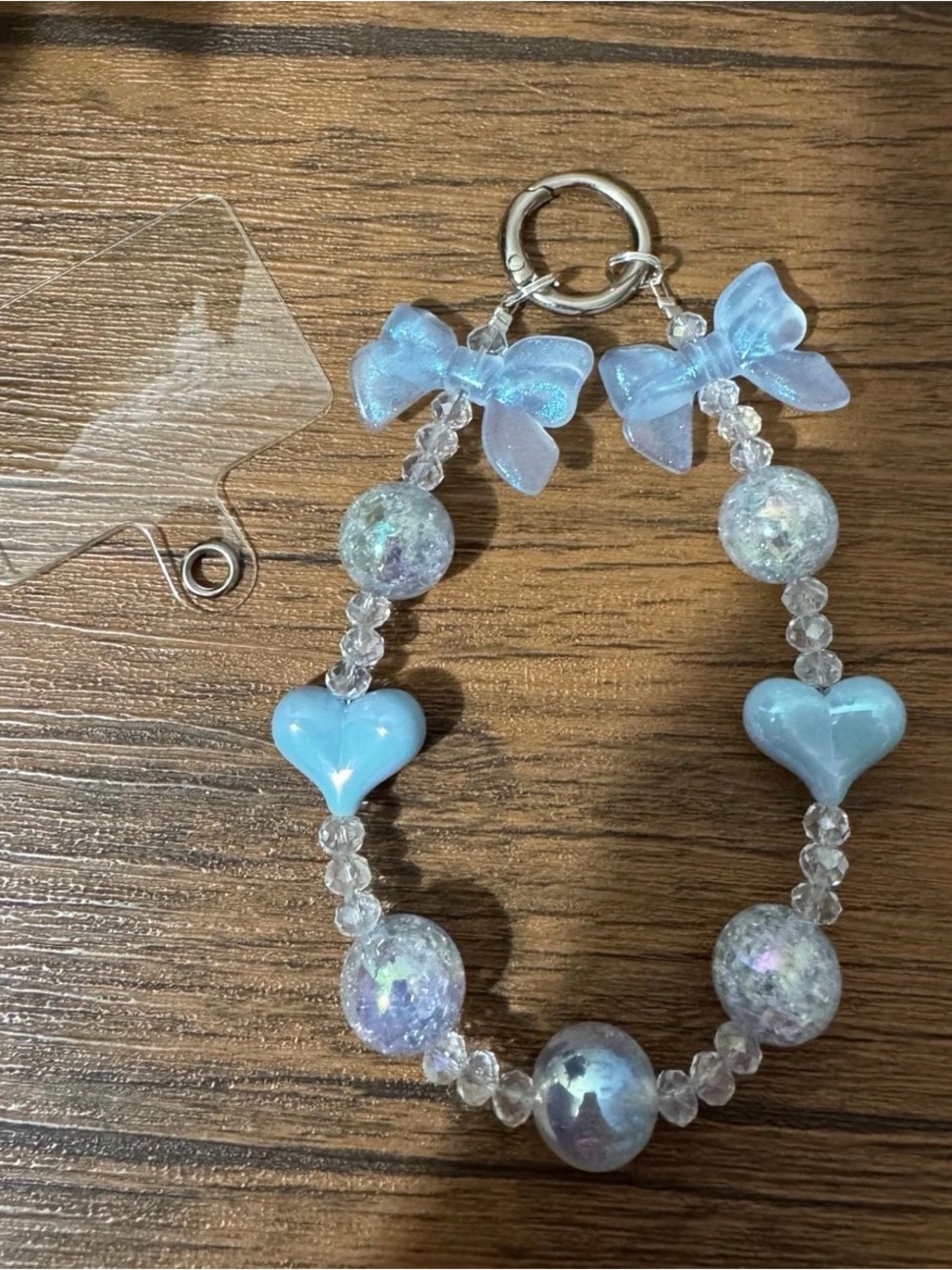 Blue Hearts Crackle Beads Phone/Key/Bag Chain #P963 - Picture 10 of 10